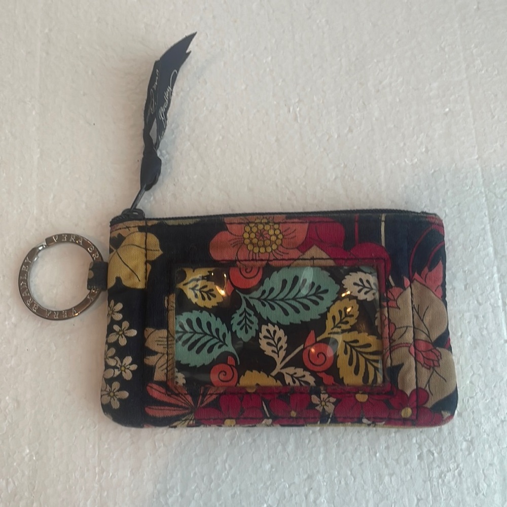 Vera Bradley happy snails wristlet wallet floral zipper ID clip blue red retired